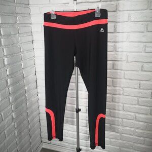 Reebok Ladies Size XL Ankle Length Black with Salmon Accents Leggings